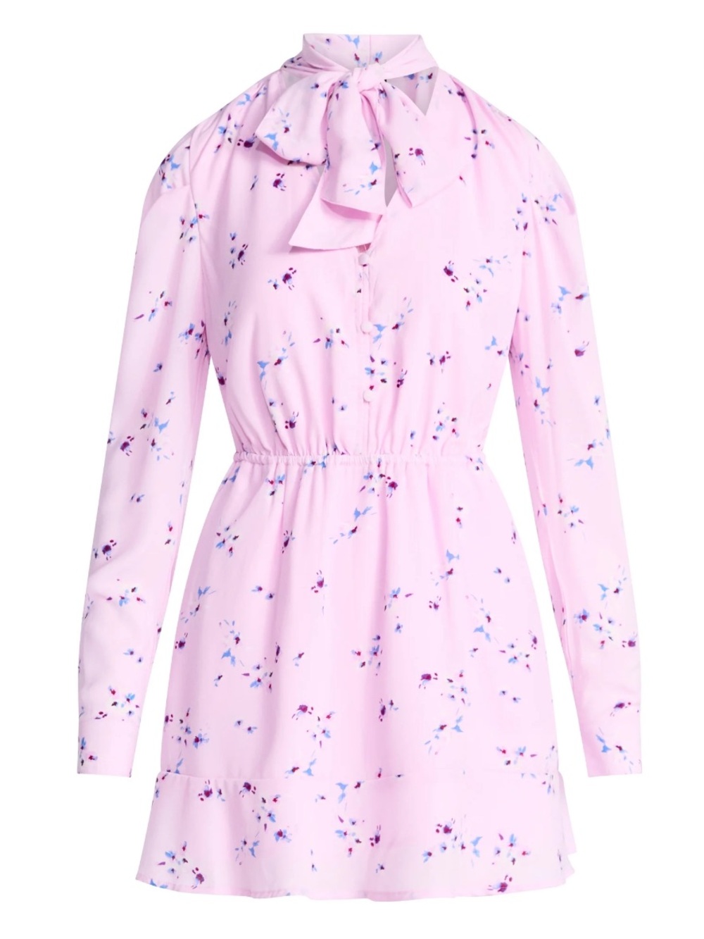 Girls' Pink Floral Tie-Bow Long Sleeve Dress